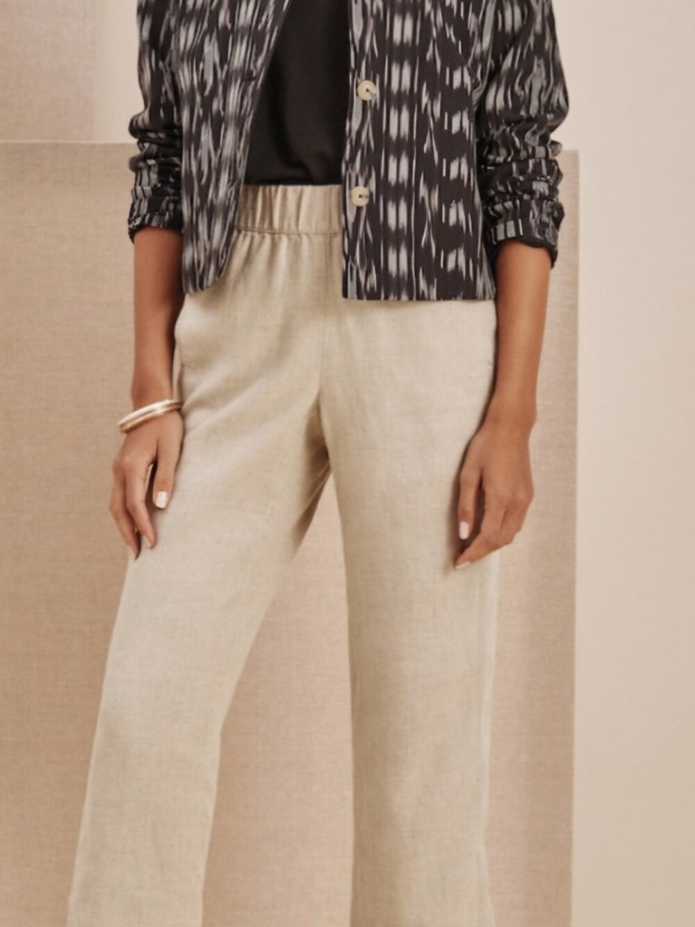 Jjill khaki Boho pull on wide leg coastal linen pockets Neutral Breathable pants